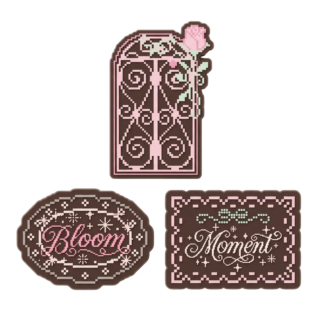 Rose Romance 3-Hole Divider with three decorative pixel lace frames
